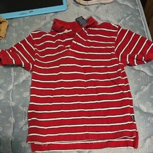 GAP Red and White Striped Kids Polo Shirt Size Small boy